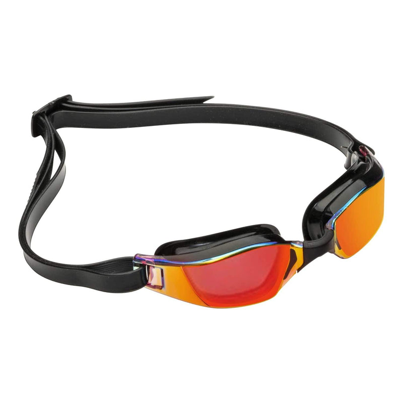 Aqua Sphere XCEED Adult Swim Goggles - Curved Lens Technology, Adjustable Nose Bridge -| Unisex Adult, Red Titanium-Mirrored Lens, Black/Black Frame, One Size (EP3030101LMR) Sporting Goods > Outdoor Recreation > Boating & Water Sports > Swimming > Swim Goggles & Masks Aqua Sphere   