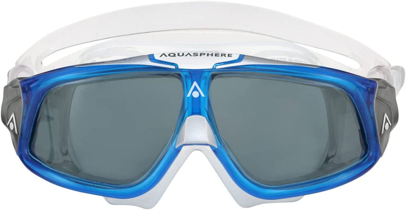 Aquasphere Seal II Adult Unisex Swimming Goggles Made in Italy - Widest Field of Distortion Free Leak Free Seal Fog Resistant Sporting Goods > Outdoor Recreation > Boating & Water Sports > Swimming > Swim Goggles & Masks Aqua Lung Smoke Lens, Light Blue/White Frame  
