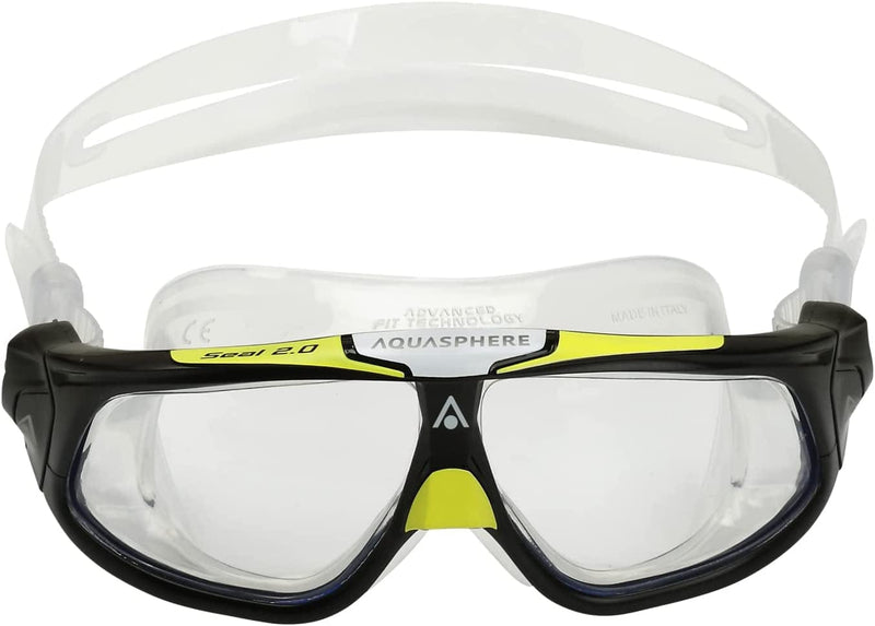 Aquasphere Seal II Adult Unisex Swimming Goggles Made in Italy - Widest Field of Distortion Free Leak Free Seal Fog Resistant Sporting Goods > Outdoor Recreation > Boating & Water Sports > Swimming > Swim Goggles & Masks Aqua Lung Clear Lens, Black/Gray Frame  