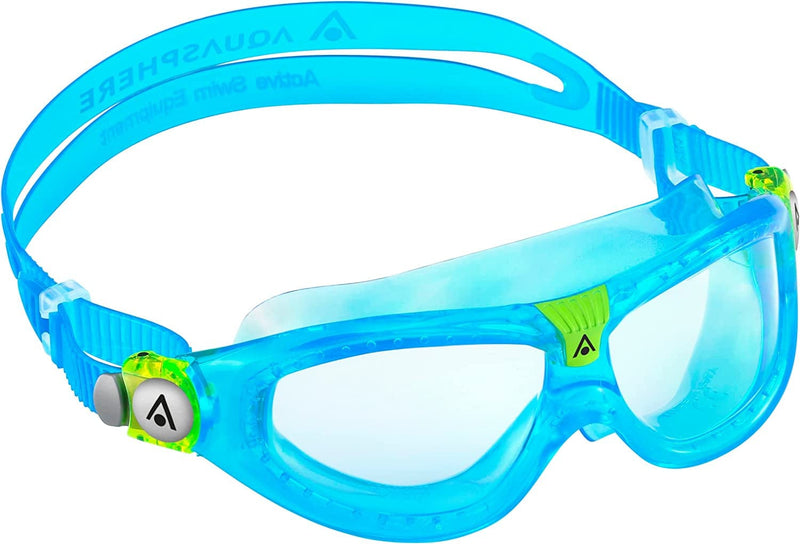 Aquasphere SEAL Kids (Ages 3+) Swim Goggles, Made in ITALY - Wide Vision, Comfort, E-Z Adjust, anti Scratch & Fog, Leak Free Sporting Goods > Outdoor Recreation > Boating & Water Sports > Swimming > Swim Goggles & Masks Aqua Sphere Clear Lens / Aqua  