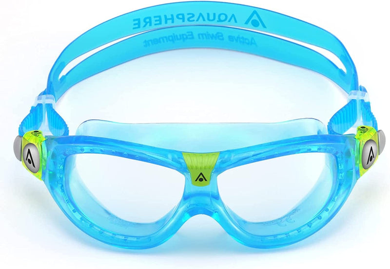Aquasphere SEAL Kids (Ages 3+) Swim Goggles, Made in ITALY - Wide Vision, Comfort, E-Z Adjust, anti Scratch & Fog, Leak Free Sporting Goods > Outdoor Recreation > Boating & Water Sports > Swimming > Swim Goggles & Masks Aqua Sphere Clear Lens, Turquoise/Turquoise Frame  