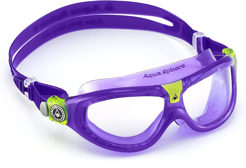 Aquasphere SEAL Kids (Ages 3+) Swim Goggles, Made in ITALY - Wide Vision, Comfort, E-Z Adjust, anti Scratch & Fog, Leak Free Sporting Goods > Outdoor Recreation > Boating & Water Sports > Swimming > Swim Goggles & Masks Aqua Sphere Clear Lens / Violet  