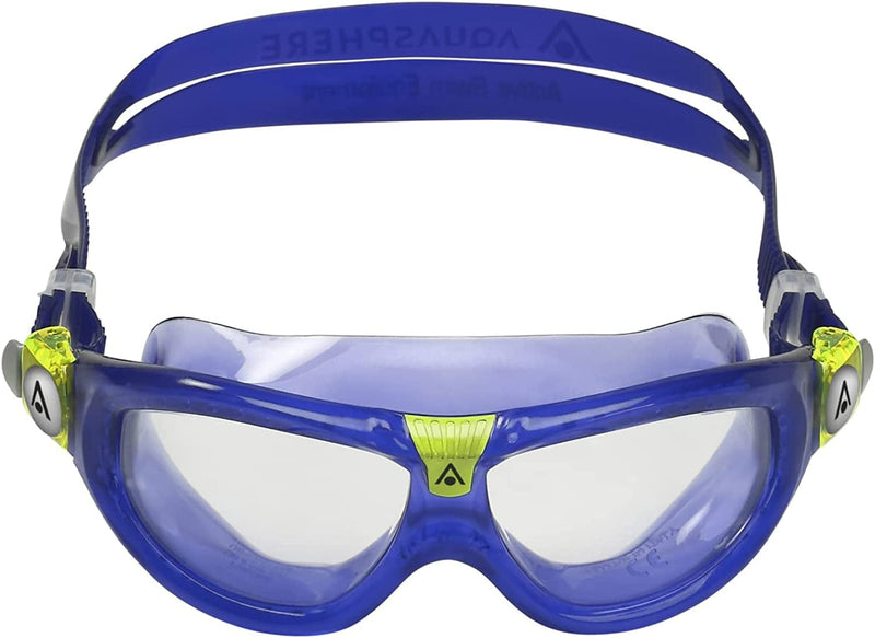 Aquasphere SEAL Kids (Ages 3+) Swim Goggles, Made in ITALY - Wide Vision, Comfort, E-Z Adjust, anti Scratch & Fog, Leak Free Sporting Goods > Outdoor Recreation > Boating & Water Sports > Swimming > Swim Goggles & Masks Aqua Sphere Clear Lens, Purple/Purple Frame  