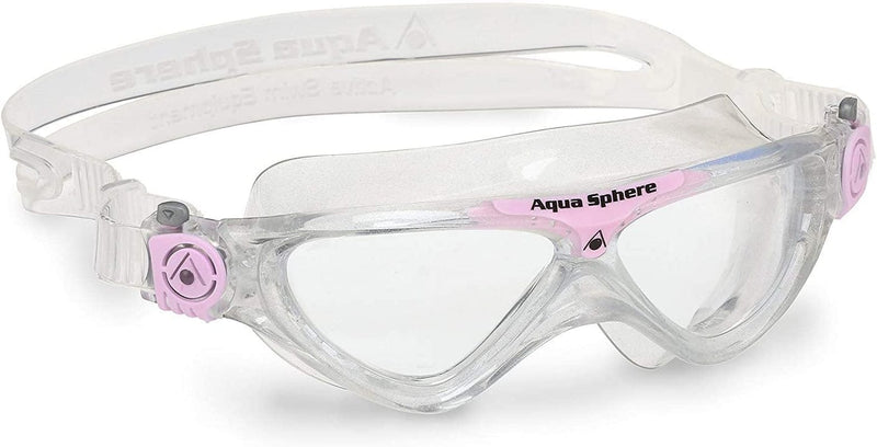 Aquasphere Vista Junior (Ages 6+) Swimming Goggles - 180 Degree Vision, Leak Free Hypoallergenic Seal, anti Fog & Scratch Sporting Goods > Outdoor Recreation > Boating & Water Sports > Swimming > Swim Goggles & Masks Aqua Sphere Clear Lens / Pink  