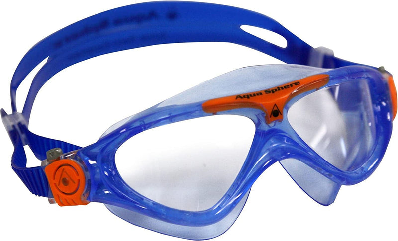 Aquasphere Vista Junior (Ages 6+) Swimming Goggles - 180 Degree Vision, Leak Free Hypoallergenic Seal, anti Fog & Scratch Sporting Goods > Outdoor Recreation > Boating & Water Sports > Swimming > Swim Goggles & Masks Aqua Sphere Clear Lens / Blue  