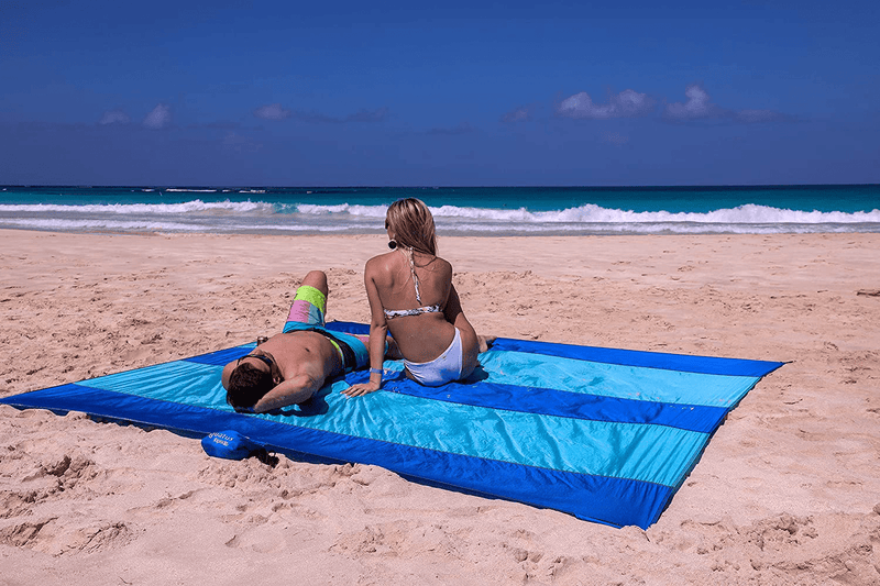 Aquatus Beach Blanket Sandproof Extra Large Oversized 10ft by 9ft for 2-8 Adults, Best Beach Mat Accessories for Vacation, Camping, Picnics, and Events Attached Bag with 4 Stakes and 4 Corner Pockets Home & Garden > Lawn & Garden > Outdoor Living > Outdoor Blankets > Picnic Blankets AQUATUS   