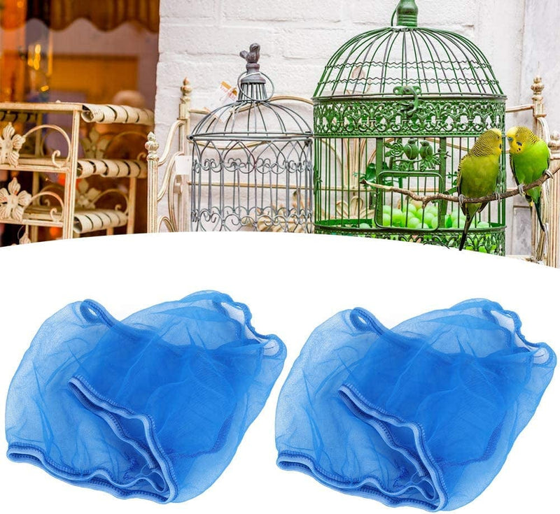 Aqur2020 2PCS Universal Bird Cage Seed Catcher Polyester Mesh Cover Seed Catcher Soft Airy Cage Net Stretchy Skirt Parrots Cage Accessories Pet Products (