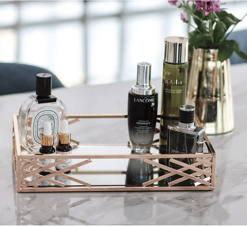 Arca Decorative Tray for Jewelry, Perfume and Makeup Organize - Gold Mirror Vanity Tray Decorative Jewelry Perfume Tray - Catchall Tray for Dresser Bathroom Coffee Table Counter top Trinket Tray Home & Garden > Decor > Decorative Trays Arca   