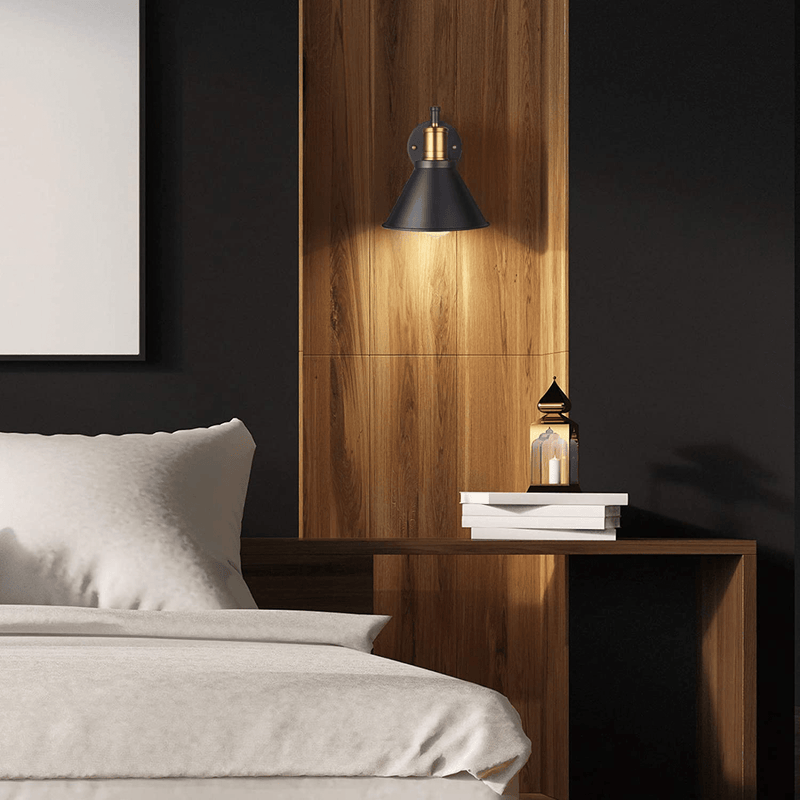 ArcoMead Swing Arm Wall Lamp Plug-in Cord Industrial Wall Sconce, Bronze and Black Finish,with On/Off Switch, E26 Base UL Listed,1-Light Bedroom Wall Lights Fixtures,Bedside Reading Lamp Home & Garden > Lighting > Lighting Fixtures > Wall Light Fixtures Eleven Master US   