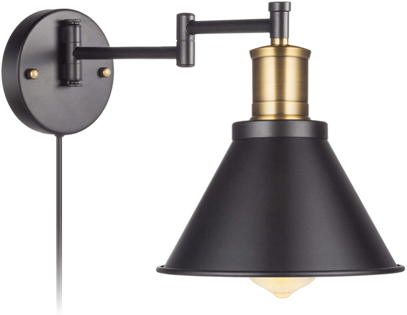 ArcoMead Swing Arm Wall Lamp Plug-in Cord Industrial Wall Sconce, Bronze and Black Finish,with On/Off Switch, E26 Base UL Listed,1-Light Bedroom Wall Lights Fixtures,Bedside Reading Lamp Home & Garden > Lighting > Lighting Fixtures > Wall Light Fixtures Eleven Master US Default Title  
