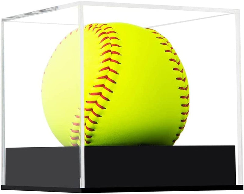 Arcylic Softball Display Case Softball Holder Stand Championship Square Box UV Protected Clear Display Cube for Official 12 Inches Softball Sports Ball Storage Collections Sporting Goods > Outdoor Recreation > Winter Sports & Activities Qinry   