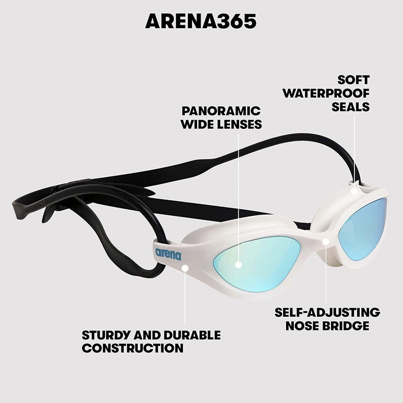 Arena 365 Swimming Goggles, anti Fog Lenses, Goggles for Swimming with Wide Lenses, UV Protection, Self Adjusting Nose Bridge Sporting Goods > Outdoor Recreation > Boating & Water Sports > Swimming > Swim Goggles & Masks Arena   