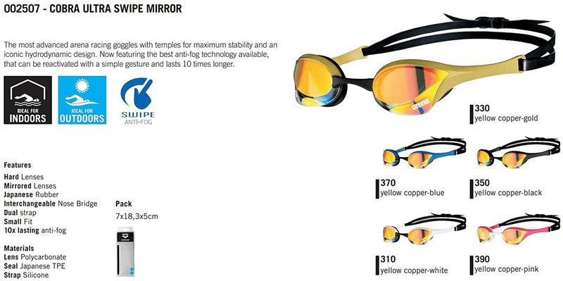 Arena Cobra Ultra Racing Swim Goggles for Men and Women Sporting Goods > Outdoor Recreation > Boating & Water Sports > Swimming > Swim Goggles & Masks Arena   