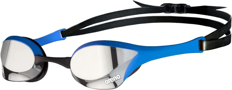 Arena Cobra Ultra Swipe Racing Swim Goggles for Men and Women, Mirror/Non-Mirror Lens, Anti-Fog, UV Protection, Dual Strap Sporting Goods > Outdoor Recreation > Boating & Water Sports > Swimming > Swim Goggles & Masks arena Silver / Blue Swipe Mirrored 