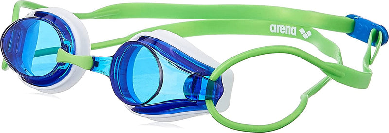 Arena Tracks Youth and Adult Swim Goggles Sporting Goods > Outdoor Recreation > Boating & Water Sports > Swimming > Swim Goggles & Masks Arena White / Blue / Green Adult Non-mirror 