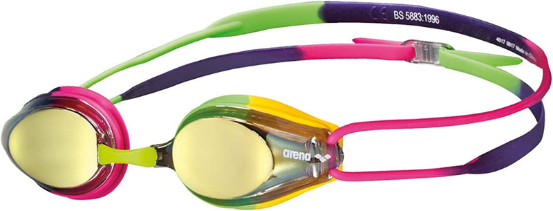 Arena Tracks Youth and Adult Swim Goggles Sporting Goods > Outdoor Recreation > Boating & Water Sports > Swimming > Swim Goggles & Masks Arena Violet / Fuchsia / Green Adult Mirrored 