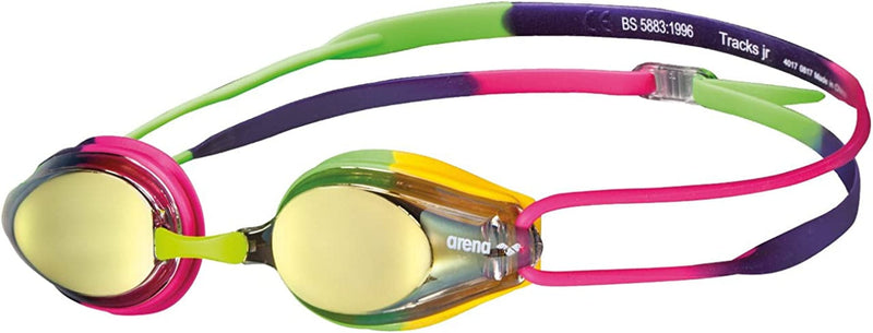 Arena Tracks Youth and Adult Swim Goggles Sporting Goods > Outdoor Recreation > Boating & Water Sports > Swimming > Swim Goggles & Masks Arena Violet / Fuchsia / Green Youth Mirrored 