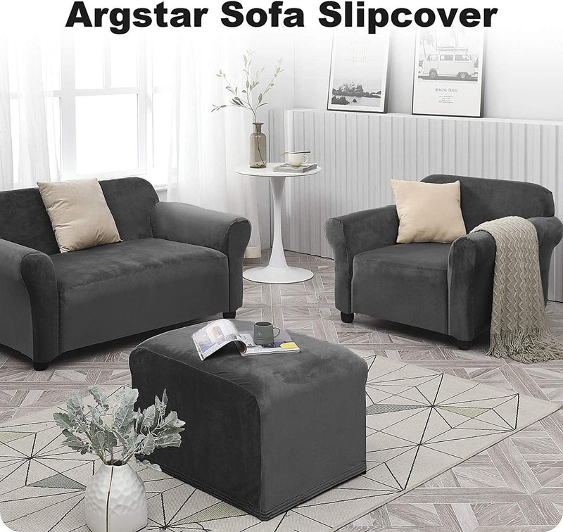 Argstar Velvet Oversized Sofa Protector, Stretch Couch Cover for Living Room, anti Slip Furniture Cover, for Sofa and Couch, Storm Grey Home & Garden > Decor > Chair & Sofa Cushions Argstar   