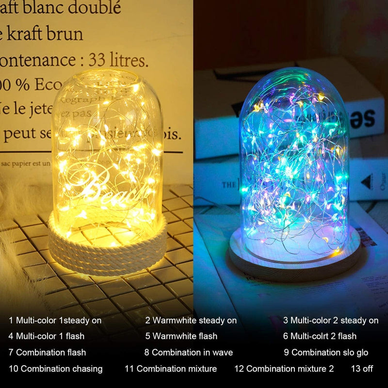 Ariceleo 2 Packs Warm White & Multi-Color Battery Operated String Lights, 5M/16.4Ft. 50 Leds Remote Control Timer 12 Modes Optional Twinkle Battery Powered Fairy Lights Sliver Wire Firefly Lights Home & Garden > Lighting > Light Ropes & Strings Ariceleo   