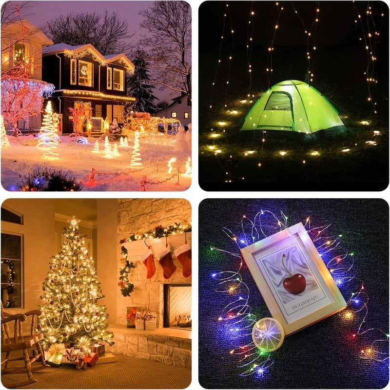 Ariceleo 2 Packs Warm White & Multi-Color Battery Operated String Lights, 5M/16.4Ft. 50 Leds Remote Control Timer 12 Modes Optional Twinkle Battery Powered Fairy Lights Sliver Wire Firefly Lights Home & Garden > Lighting > Light Ropes & Strings Ariceleo   