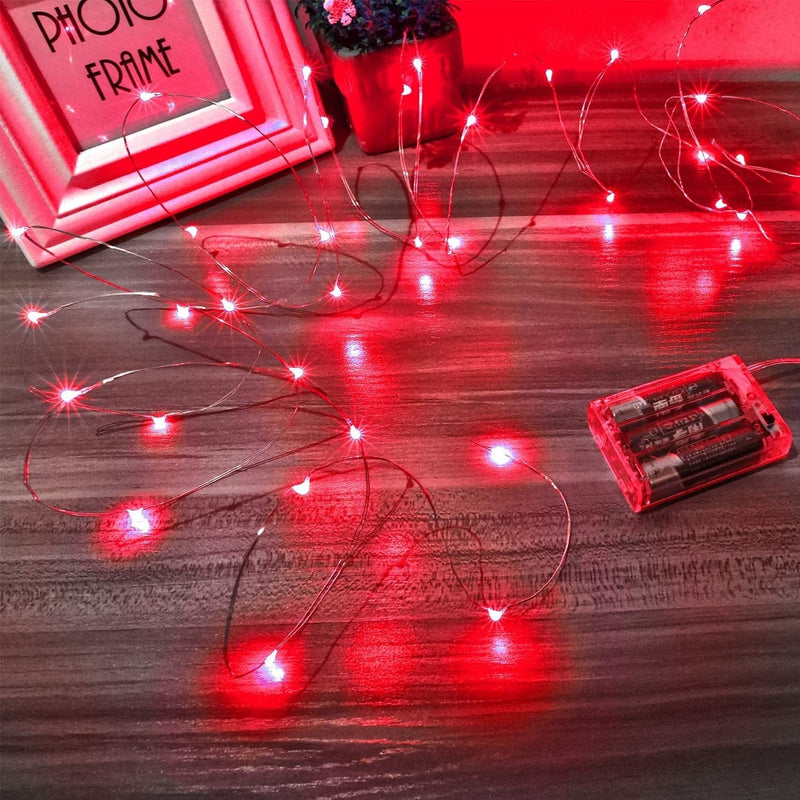 Ariceleo Led Fairy Lights Battery Operated, 1 Pack Mini Battery Powered Copper Wire Starry Fairy Lights for Bedroom, Christmas, Parties, Wedding, Centerpiece, Decoration (5M/16Ft Warm White) Home & Garden > Lighting > Light Ropes & Strings Ariceleo Red 2 Pack 