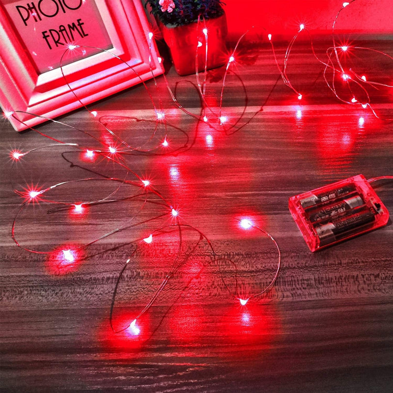 Ariceleo Led Fairy Lights Battery Operated, 1 Pack Mini Battery Powered Copper Wire Starry Fairy Lights for Bedroom, Christmas, Parties, Wedding, Centerpiece, Decoration (5M/16Ft Warm White) Home & Garden > Lighting > Light Ropes & Strings Ariceleo Red 1 Pack 