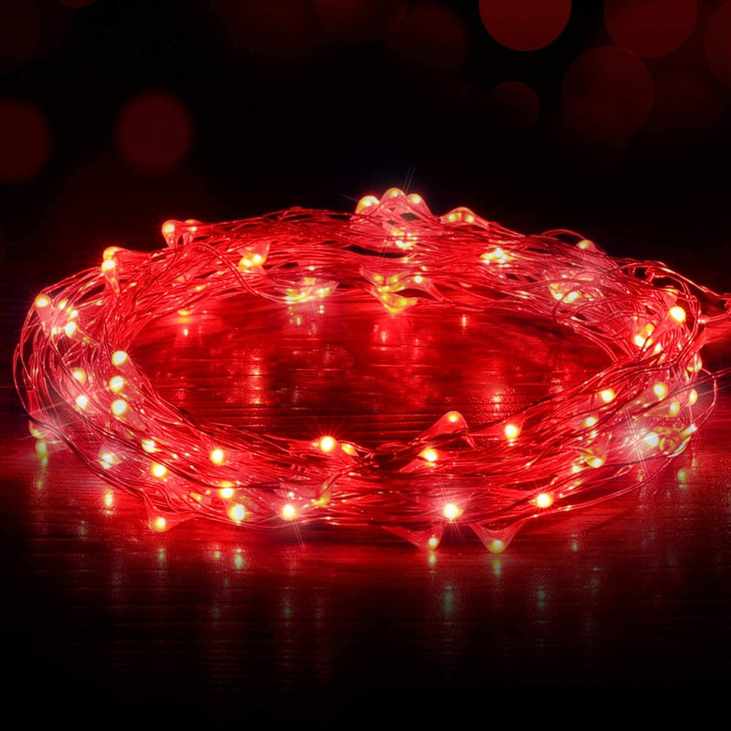 Ariceleo USB LED Fairy String Light, 1 Pack Copper Wire Fairy Lights for Indoor, Bedroom Festival Christmas Wedding Party Patio Decorative Window with USB Interface (16Ft./5M,Warm White) Home & Garden > Lighting > Light Ropes & Strings Ariceleo Red 1Pack(33ft.) 