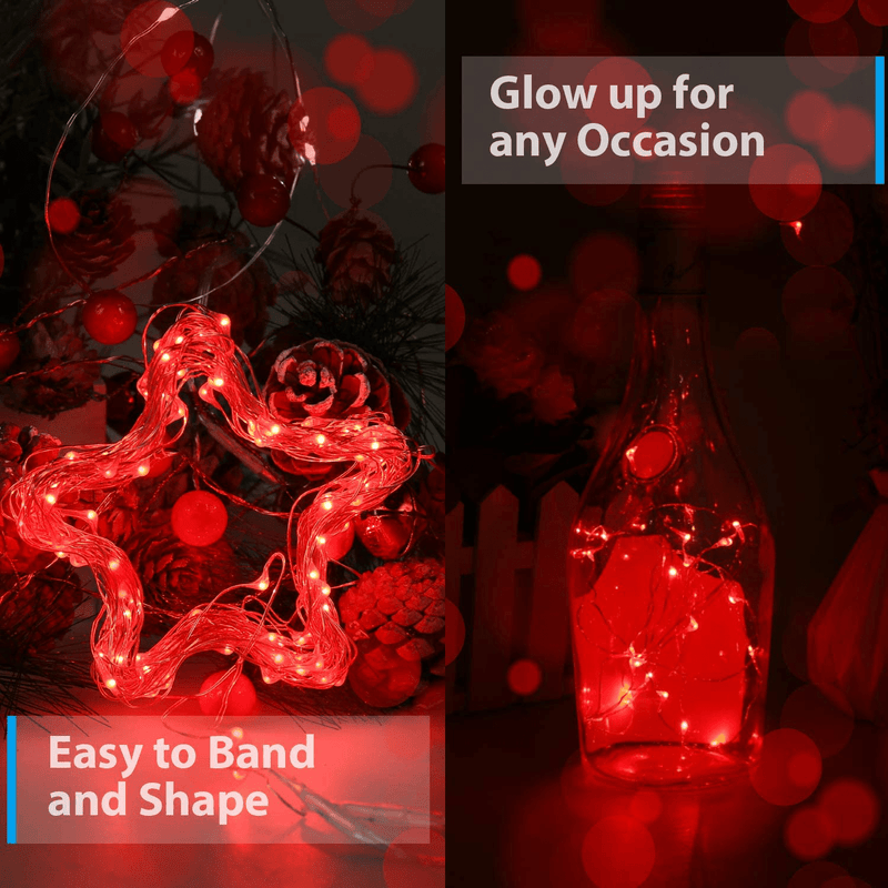 Ariceleo USB Powered Fairy Lights, 50 Led 16 Ft. USB Copper Wire USB String Lights for Bedroom Christmas Decoration Wedding Party Firefly Lights (Red,1 Pack) Home & Garden > Decor > Seasonal & Holiday Decorations Ariceleo   