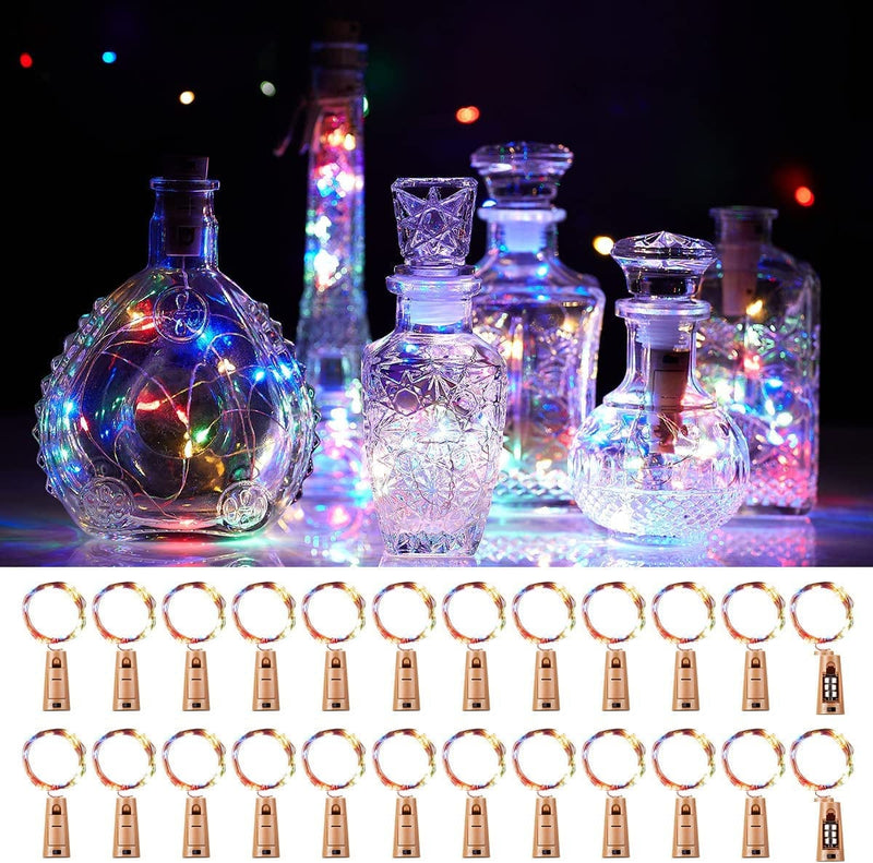 Ariceleo Wine Bottles String Lights, 24 Packs Micro Artificial Cork Copper Wire Starry Fairy Lights, Battery Operated Lights for Bedroom, Parties, Wedding, Decoration(24 Packs 2M/7.2Ft Warm White) Home & Garden > Lighting > Light Ropes & Strings Ariceleo Multicolor  