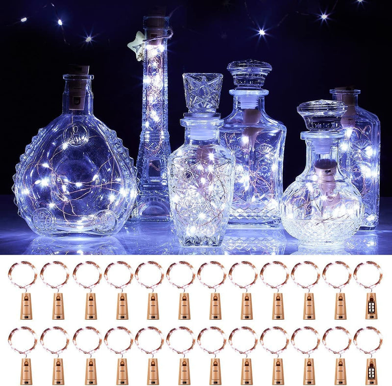 Ariceleo Wine Bottles String Lights, 24 Packs Micro Artificial Cork Copper Wire Starry Fairy Lights, Battery Operated Lights for Bedroom, Parties, Wedding, Decoration(24 Packs 2M/7.2Ft Warm White) Home & Garden > Lighting > Light Ropes & Strings Ariceleo Cool White  