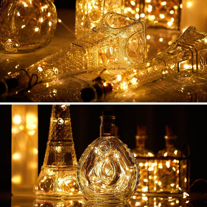 Ariceleo Wine Bottles String Lights, 24 Packs Micro Artificial Cork Copper Wire Starry Fairy Lights, Battery Operated Lights for Bedroom, Parties, Wedding, Decoration(24 Packs 2M/7.2Ft Warm White) Home & Garden > Lighting > Light Ropes & Strings Ariceleo   