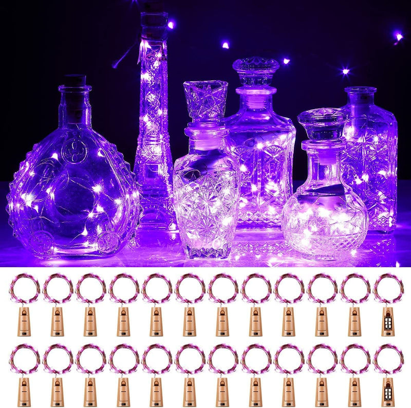 Ariceleo Wine Bottles String Lights, 24 Packs Micro Artificial Cork Copper Wire Starry Fairy Lights, Battery Operated Lights for Bedroom, Parties, Wedding, Decoration(24 Packs 2M/7.2Ft Warm White) Home & Garden > Lighting > Light Ropes & Strings Ariceleo Pink  