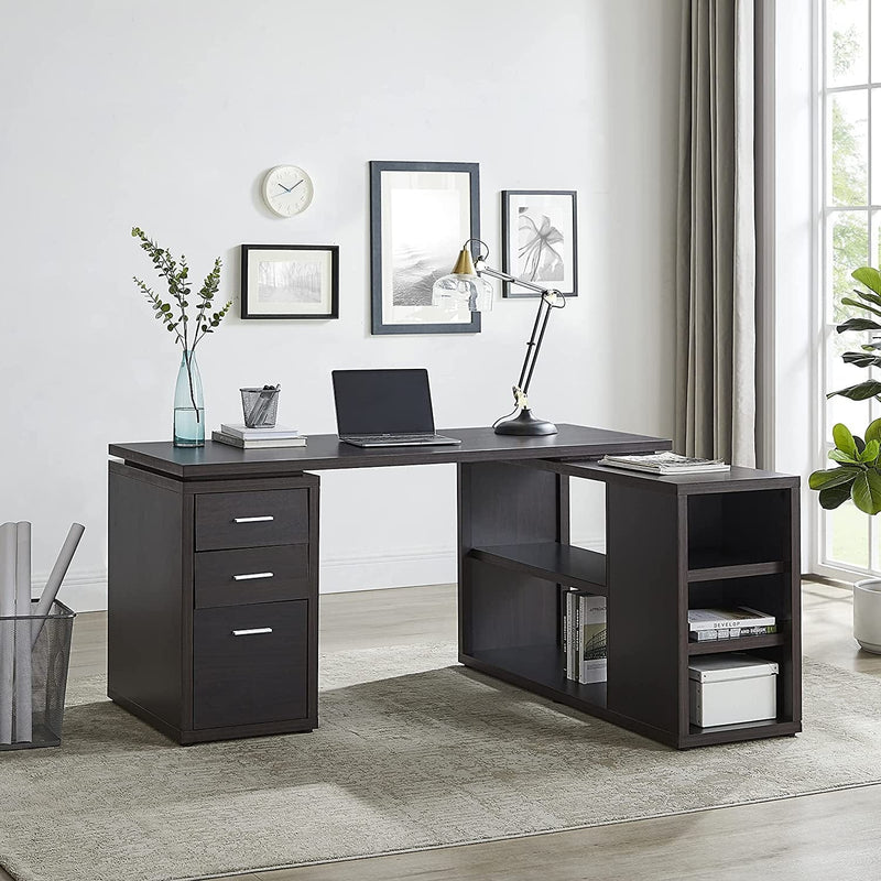 Ariel L Shaped Desk with Storage, Office Desk, L Shaped Computer Desk, Corner Desk with Storage Shelves, Cabinet, File Drawer, Computer Table Workstation for Home Office by Naomi Home – Natural Home & Garden > Household Supplies > Storage & Organization Naomi Home Espresso  
