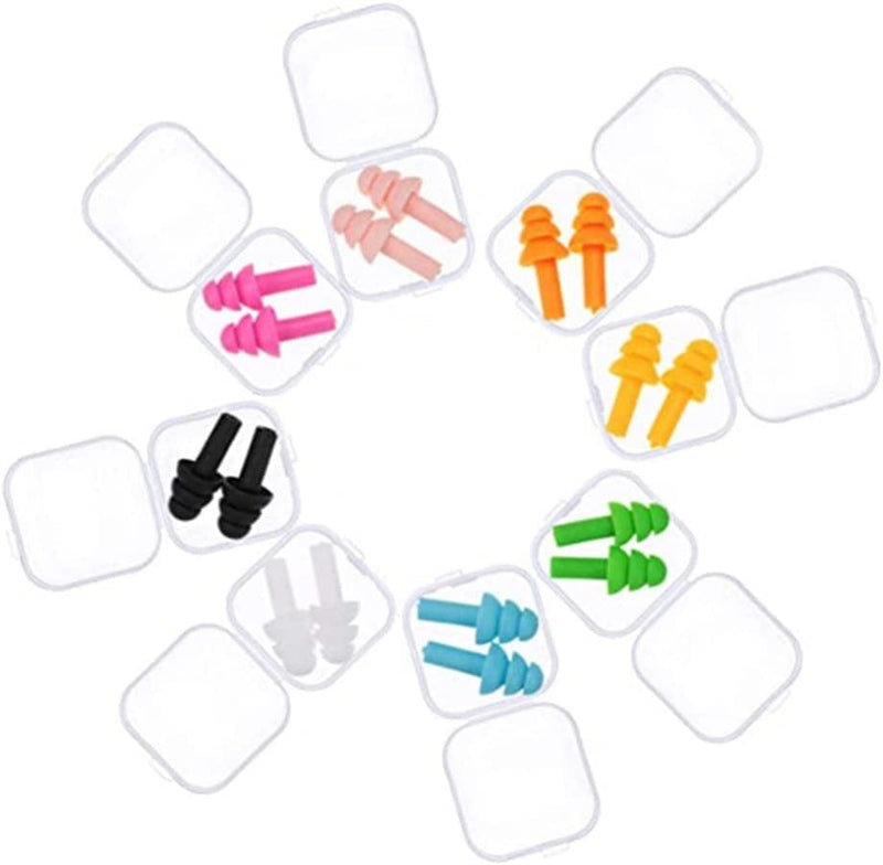 ARIKJ 8 Pairs Swimming Earplugs Reusable Silicone Ear Plugs Noise Reduction Ear Plugs for Swimming, Learning, Snoring, Work, Noisy Places, 8 Assorted Colors Sporting Goods > Outdoor Recreation > Boating & Water Sports > Swimming ARIKJ   