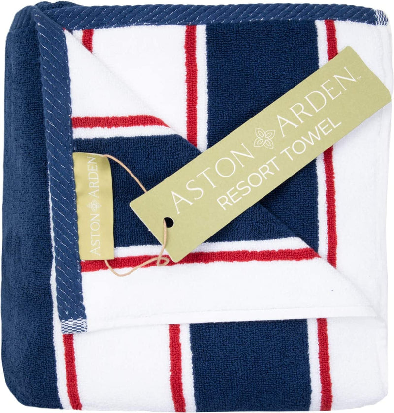 Arkwright Oversized Striped Beach Towel - 100% Ring Spun Cotton, 600 GSM Soft Quick Dry Bath Towels Perfect for Hotel Pool and Bathroom Tub, 35 X 70, Green/Blue Home & Garden > Linens & Bedding > Towels Arkwright LLC Navy/Red 1 