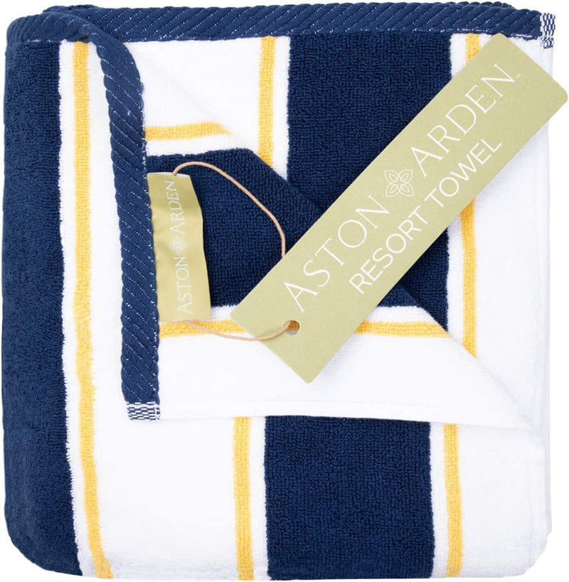 Arkwright Oversized Striped Beach Towel - 100% Ring Spun Cotton, 600 GSM Soft Quick Dry Bath Towels Perfect for Hotel Pool and Bathroom Tub, 35 X 70, Green/Blue Home & Garden > Linens & Bedding > Towels Arkwright LLC Navy/Yellow 1 
