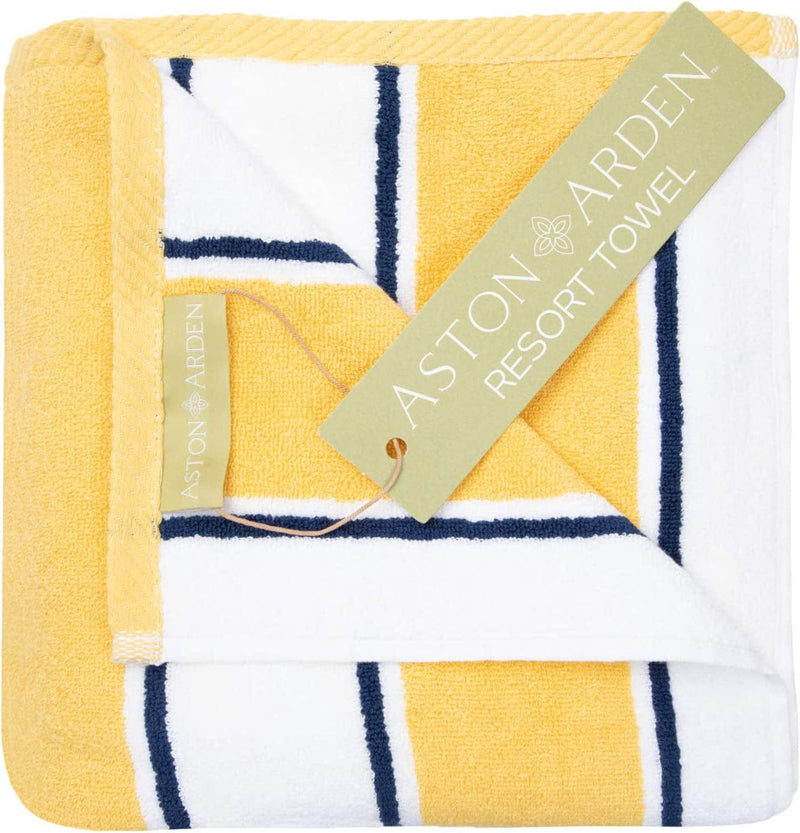Arkwright Oversized Striped Beach Towel - 100% Ring Spun Cotton, 600 GSM Soft Quick Dry Bath Towels Perfect for Hotel Pool and Bathroom Tub, 35 X 70, Green/Blue Home & Garden > Linens & Bedding > Towels Arkwright LLC Yellow/Navy 1 