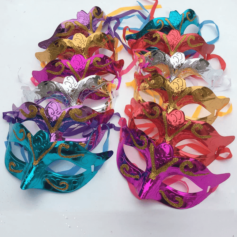 Arlai Pack of 12, Gold shining plated party mask wedding props masquerade mardi gras mask Apparel & Accessories > Costumes & Accessories > Masks Arlai   
