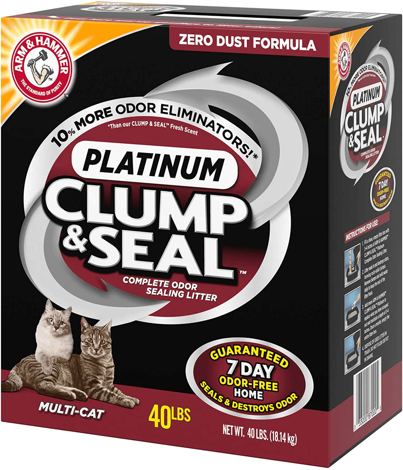 Arm & Hammer Clump & Seal Platinum Cat Litter, Multi-Cat, 40 lb Animals & Pet Supplies > Pet Supplies > Cat Supplies > Cat Litter Church & Dwight   
