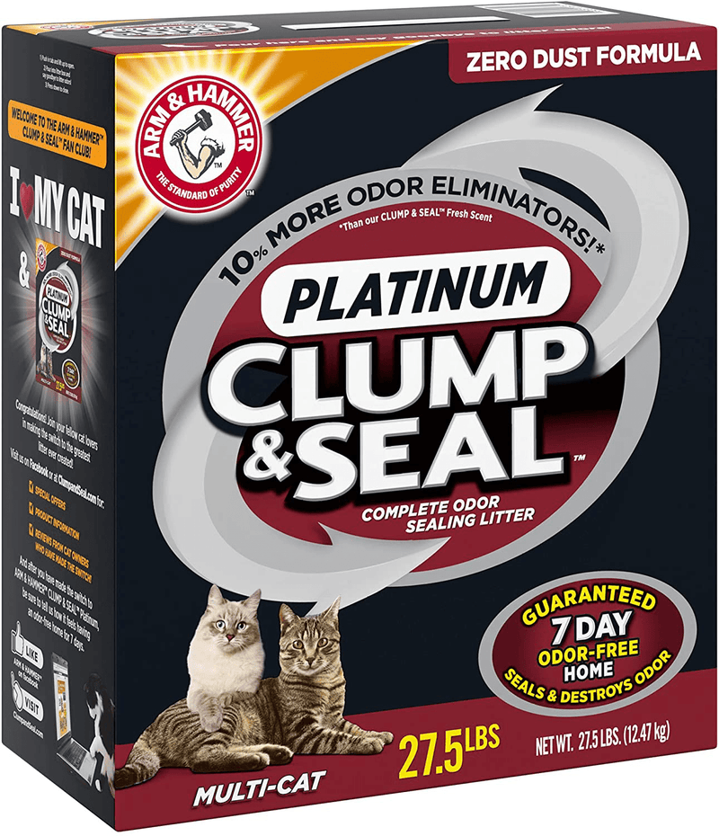 ARM & HAMMER Clump & Seal Platinum Clumping Cat Litter, Multi-Cat, 27.5lb Animals & Pet Supplies > Pet Supplies > Cat Supplies > Cat Litter Arm & Hammer   