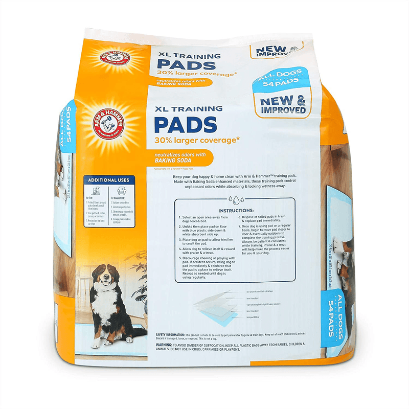 Arm & Hammer for Dogs Training Pads - New & Improved Super Absorbent, Leak-Proof, Odor Control Quilted Puppy Pads with Baking Soda -Bulk Wee Wee Pads from Arm and Hammer, Dog Pads Animals & Pet Supplies > Pet Supplies > Dog Supplies > Dog Diaper Pads & Liners Arm & Hammer   