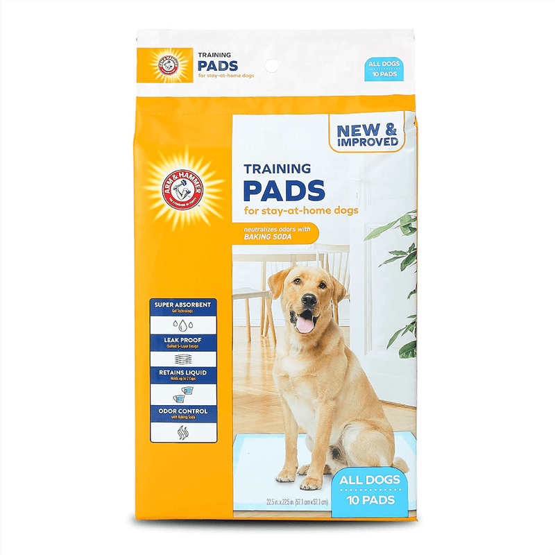 Arm & Hammer for Dogs Training Pads - New & Improved Super Absorbent, Leak-Proof, Odor Control Quilted Puppy Pads with Baking Soda -Bulk Wee Wee Pads from Arm and Hammer, Dog Pads Animals & Pet Supplies > Pet Supplies > Dog Supplies > Dog Diaper Pads & Liners Arm & Hammer With Attractant 10 Count (Pack of 1) 