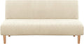 Armless Futon Cover Stretch Sofa Bed Slipcover Protector Elastic Feature Rich Textured High Spandex Small Checks Jacquard Fabric Futon Cover, Machine Washable, Gray Home & Garden > Decor > Chair & Sofa Cushions H.VERSAILTEX Natural  