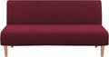 Armless Futon Cover Stretch Sofa Bed Slipcover Protector Elastic Feature Rich Textured High Spandex Small Checks Jacquard Fabric Futon Cover, Machine Washable, Gray Home & Garden > Decor > Chair & Sofa Cushions H.VERSAILTEX Wine/Burgundy  