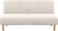 Armless Futon Cover Stretch Sofa Bed Slipcover Protector Elastic Feature Rich Textured High Spandex Small Checks Jacquard Fabric Futon Cover, Machine Washable, Gray Home & Garden > Decor > Chair & Sofa Cushions H.VERSAILTEX Ivory  