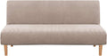 Armless Futon Cover Stretch Sofa Bed Slipcover Protector Elastic Feature Rich Textured High Spandex Small Checks Jacquard Fabric Futon Cover, Machine Washable, Gray Home & Garden > Decor > Chair & Sofa Cushions H.VERSAILTEX Sand  