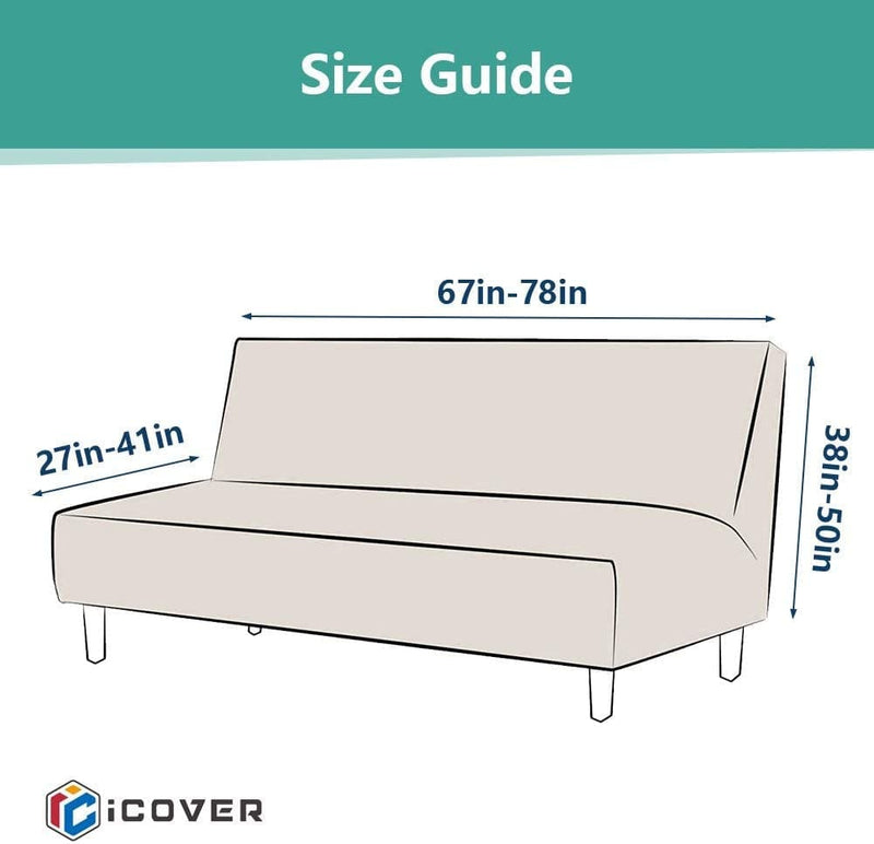Armless Futon Slipcover, Icover High Stretchy Sofa Bed Couch Cover, Machine Washable Spandex Jacquard Fabric, Bottom Elastic Easy to Install, Non-Slip Furniture Protector (Black) Home & Garden > Decor > Chair & Sofa Cushions i COVER   