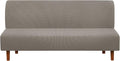 Armless Futon Slipcover, Icover High Stretchy Sofa Bed Couch Cover, Machine Washable Spandex Jacquard Fabric, Bottom Elastic Easy to Install, Non-Slip Furniture Protector (Black) Home & Garden > Decor > Chair & Sofa Cushions i COVER Taupe  