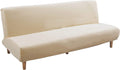 Armless Sofa Bed Cover Futon Slipcover Stretch Jacquard Full Folding Sofa Couch Futon Non-Armrest Furniture Protector with Elastic Bottom (Khaki) Home & Garden > Decor > Chair & Sofa Cushions MIFXIN Velvet Beige  