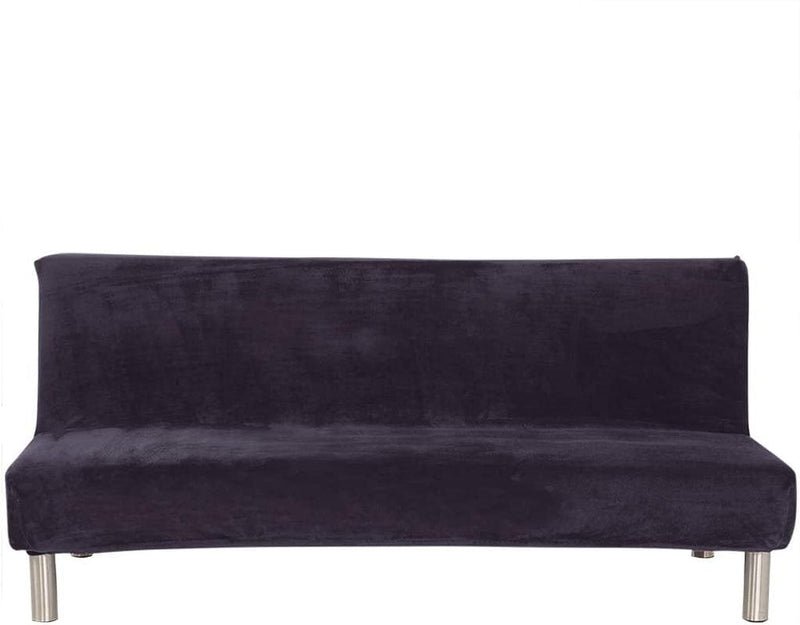 Armless Sofa Bed Cover Futon Slipcover Stretch Jacquard Full Folding Sofa Couch Futon Non-Armrest Furniture Protector with Elastic Bottom (Khaki) Home & Garden > Decor > Chair & Sofa Cushions MIFXIN Plush Dark Grey  